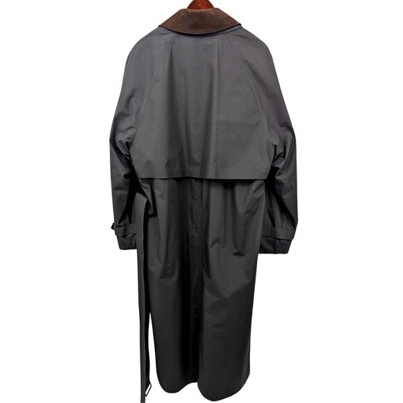 VTG Gray London Fog Removable Lining Overcoat Trench Coat w Leather Collar 40L - Picture 4 of 8